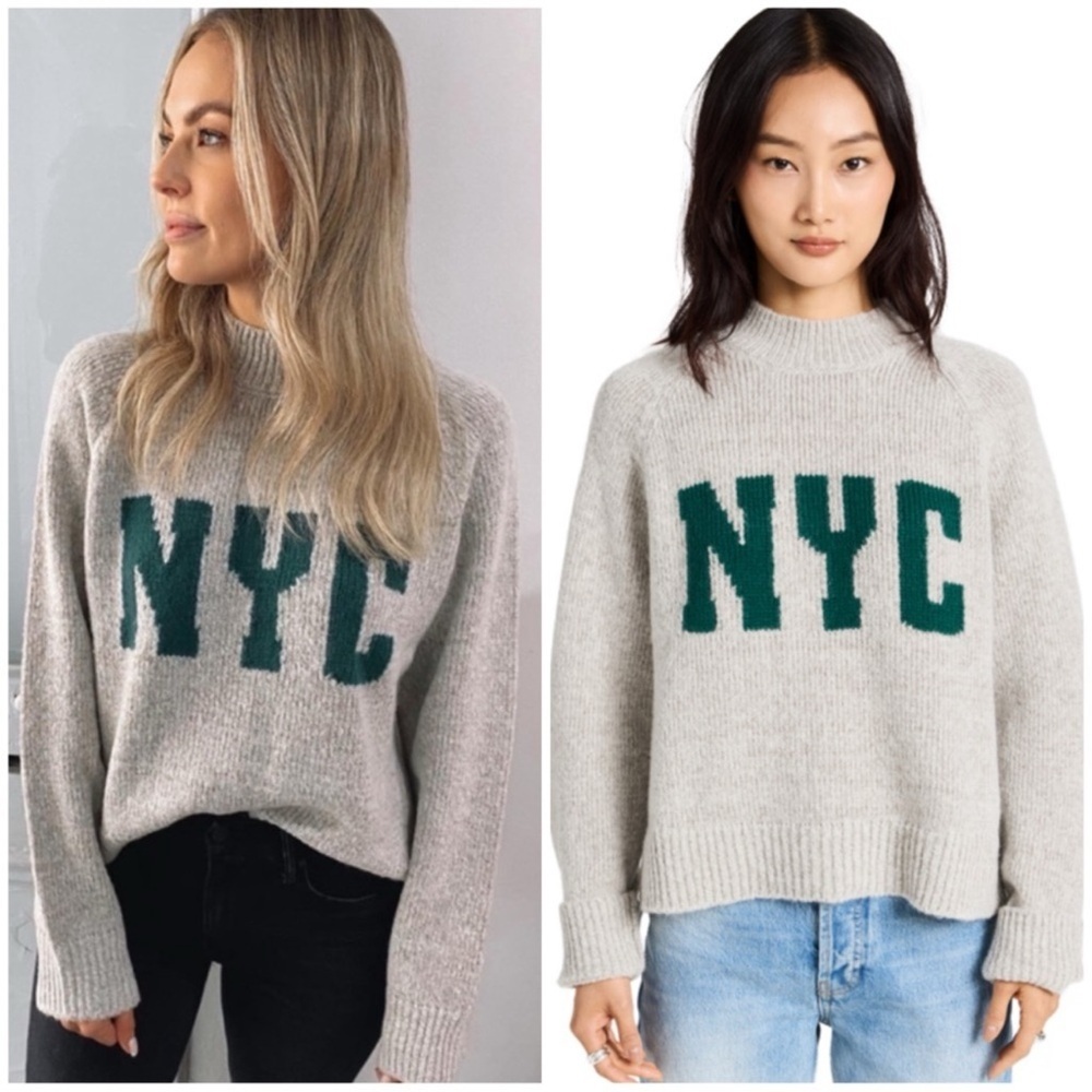 ANINE BING The Kendrick Sweater NYC Grey Cashmere SZ S